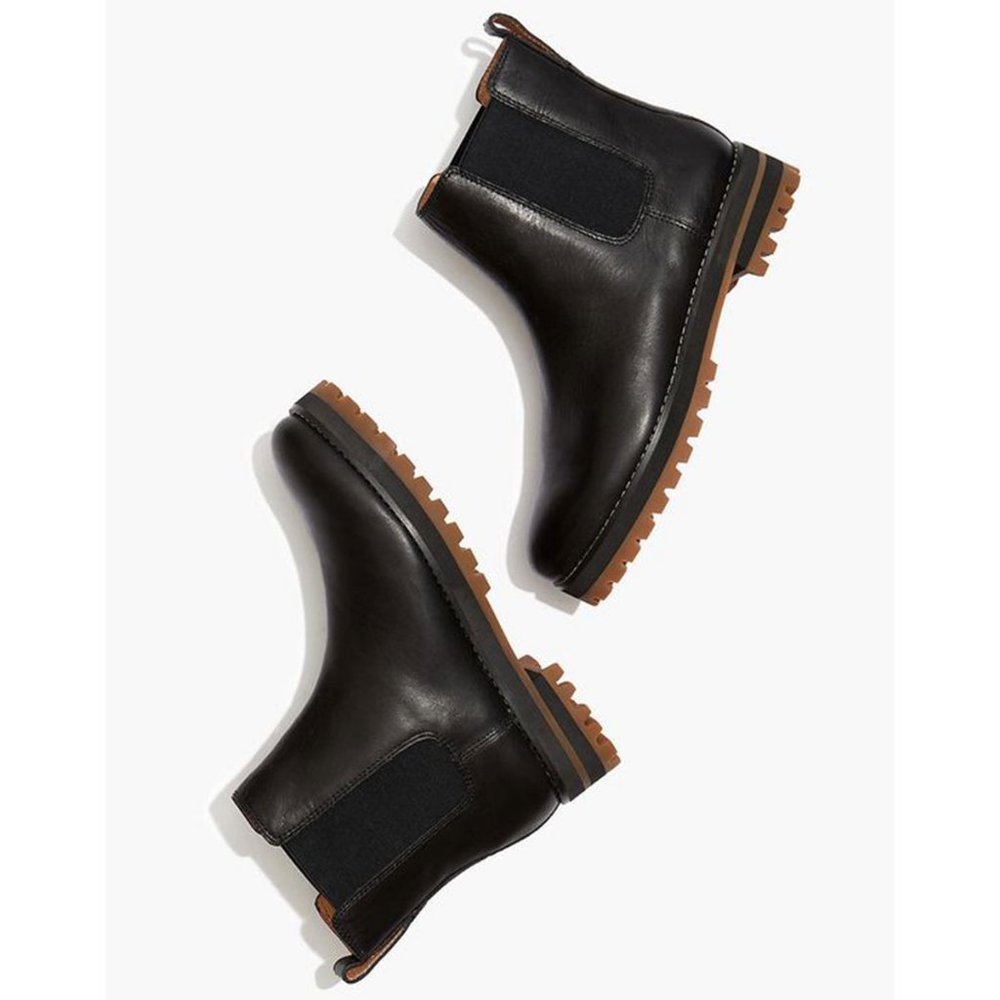Madewell Black Leather Ivy Chelsea Boots